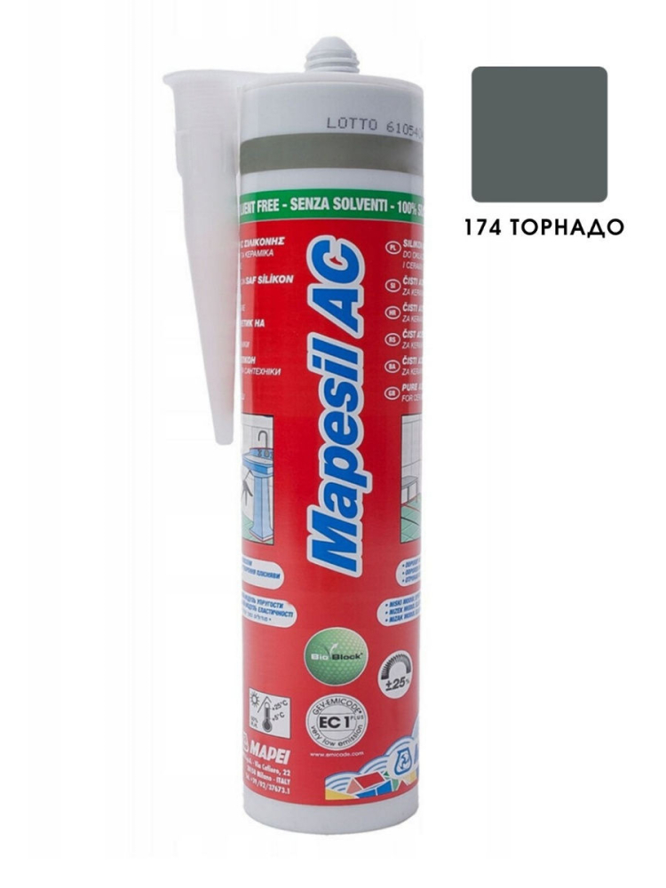 Силиконовый герметик Mapei Мапесил АС / Mapesil AC № 174 Торнадо