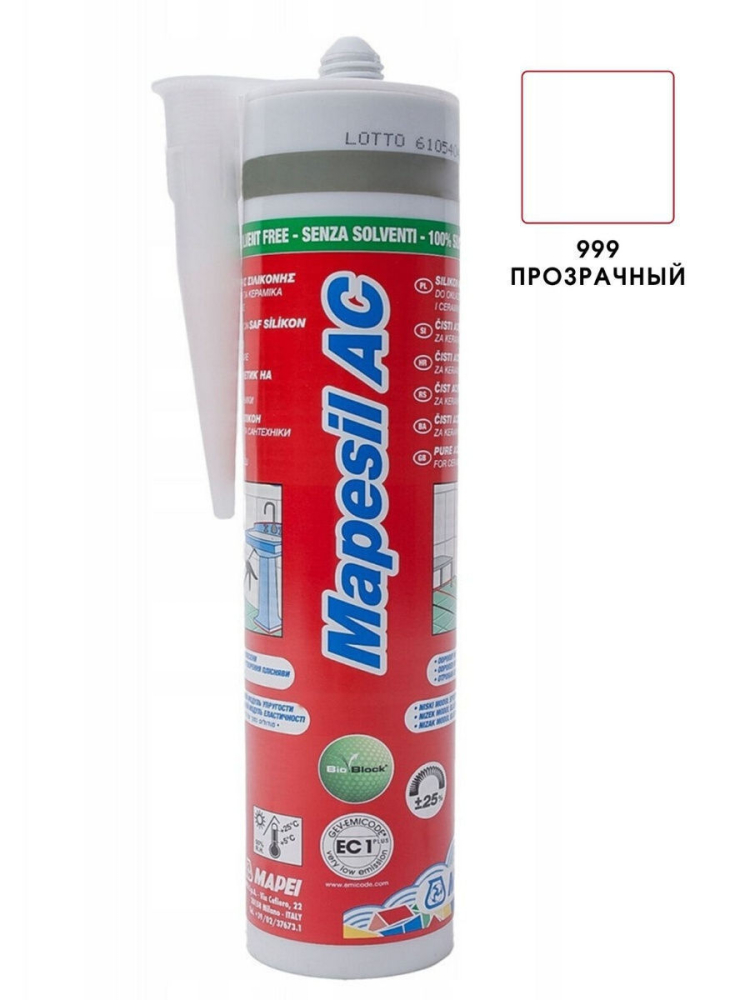 Силиконовый герметик Mapei Мапесил АС / Mapesil AC TRASP (№ 999) Прозрачный