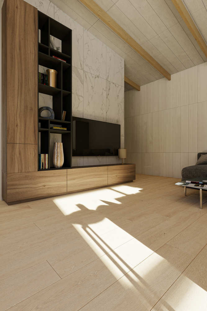 Фото Керамогранит Ennface Wood Norway Ivory Matt Relief 20x120 см крупным планом — купить в Краснодаре в салоне МАКСАНН