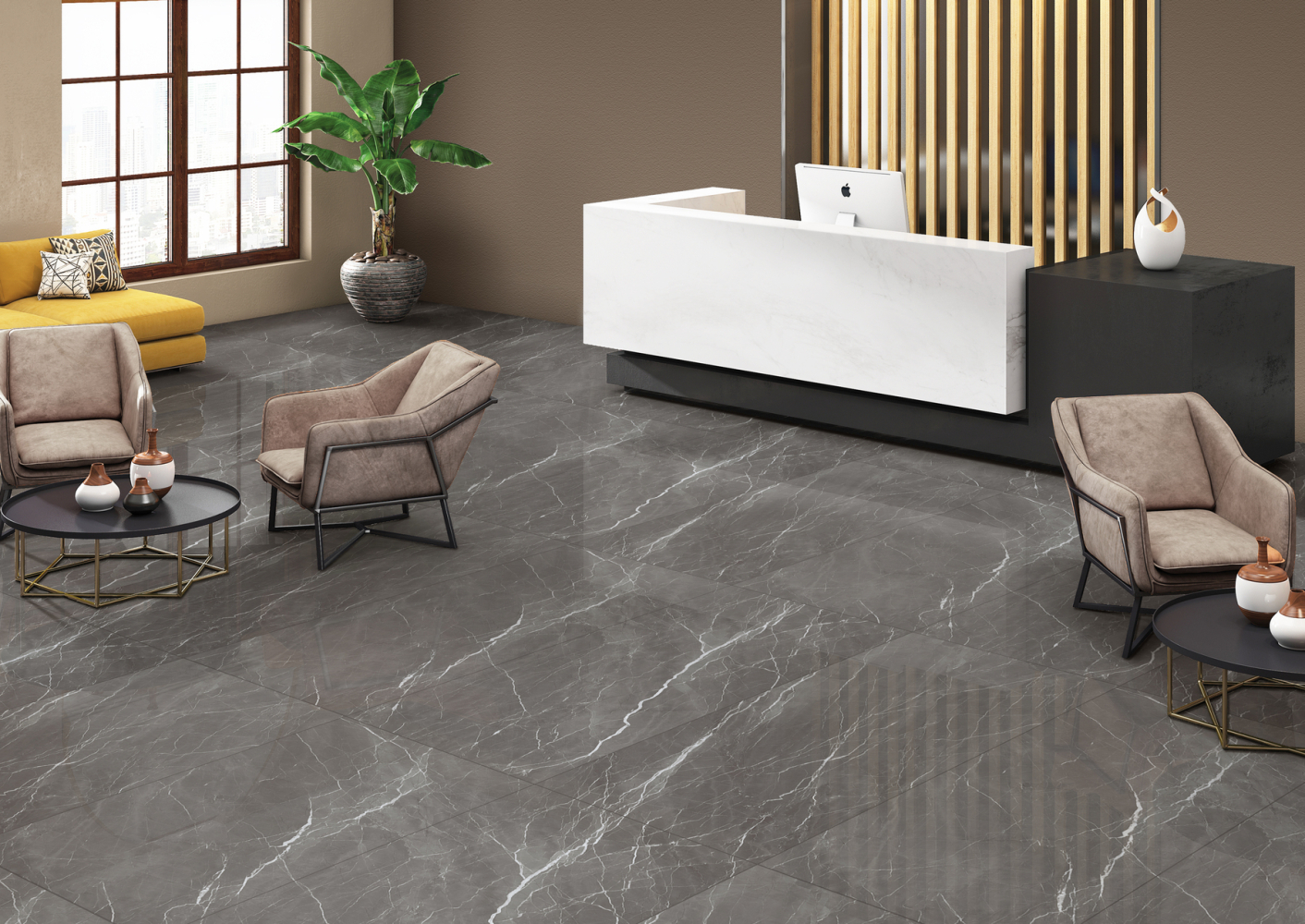 Фото Керамогранит Ennface Stone Grigio Fresco High Glossy 60x120 см крупным планом — купить в Краснодаре в салоне МАКСАНН