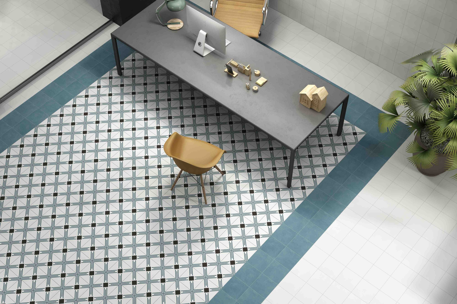 Фото Керамогранит Ennface Pattern Tira Black Matt 20x20 см крупным планом — купить в Краснодаре в салоне МАКСАНН