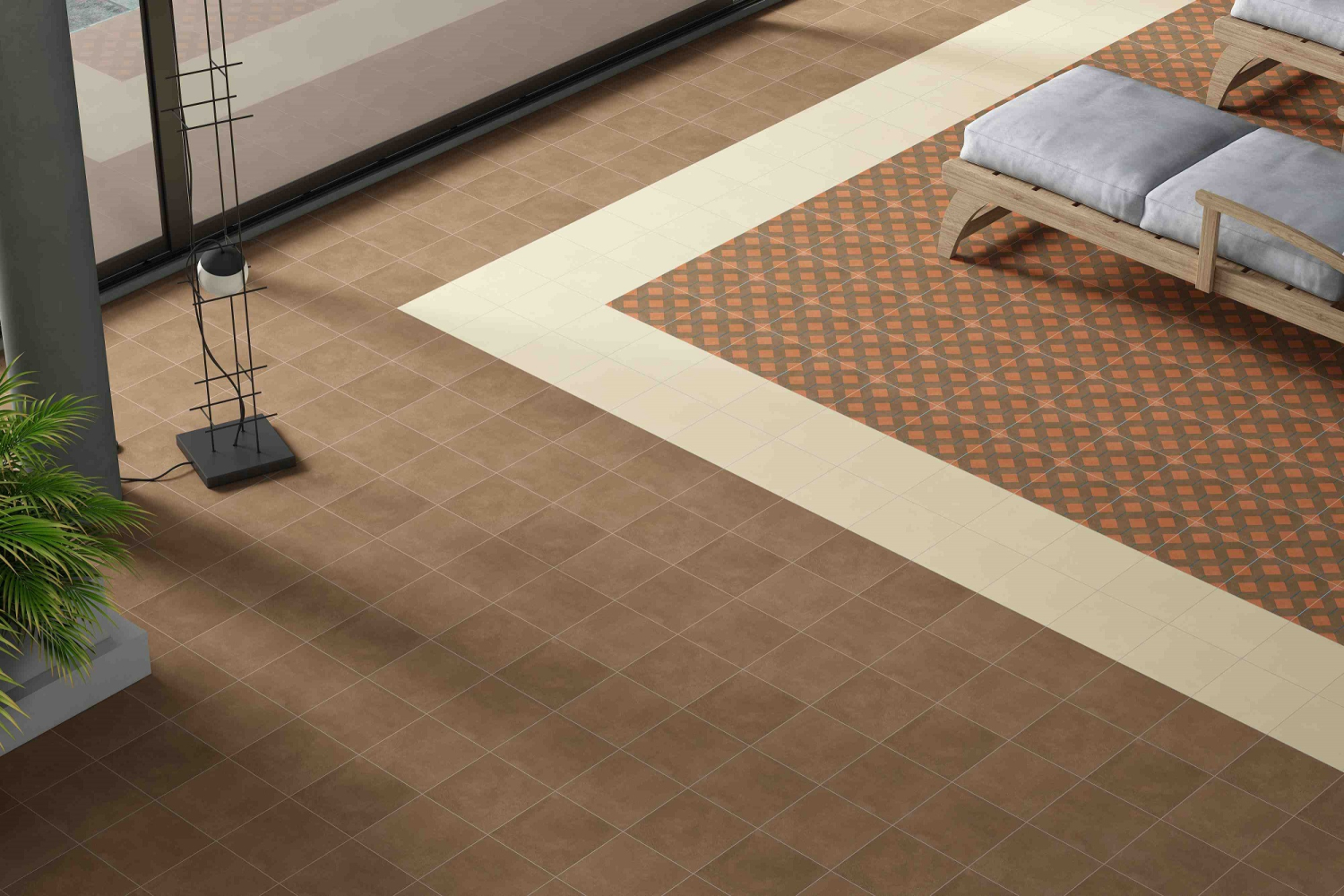 Фото Керамогранит Ennface Pattern Levels Avorio Matt 20x20 см крупным планом — купить в Краснодаре в салоне МАКСАНН