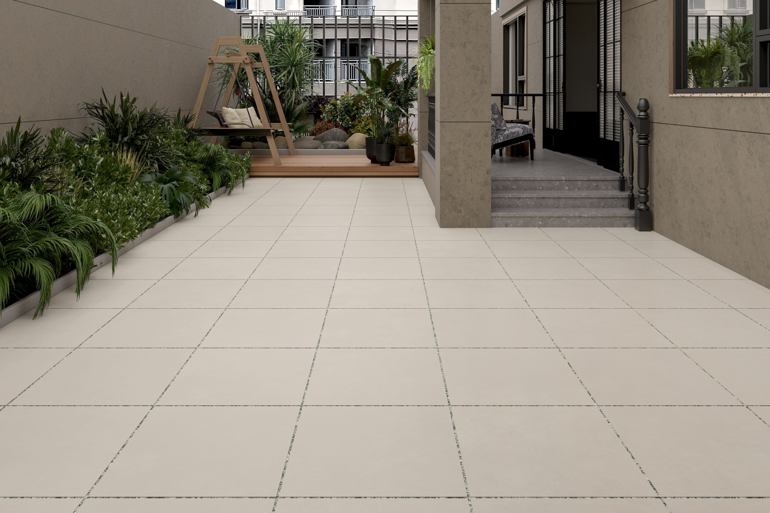 Фото Керамогранит Ennface Outdoor Balance Ivory Structured R11 60x60х2 см крупным планом — купить в Краснодаре в салоне МАКСАНН