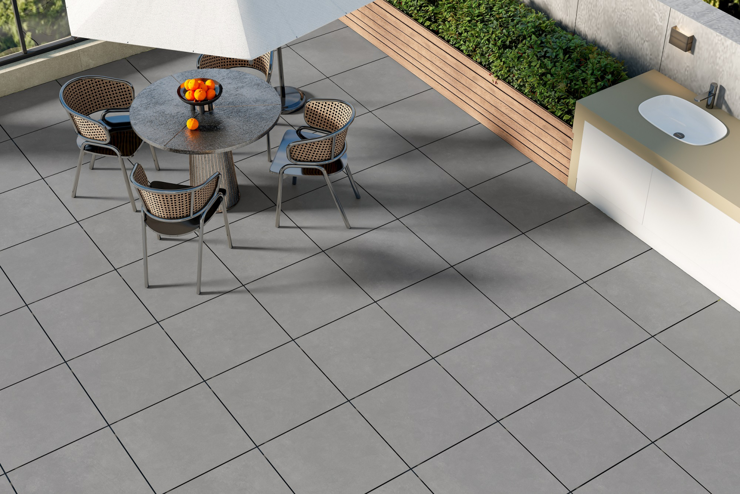 Фото Керамогранит Ennface Outdoor Balance Grey Structured R11 60x60х2 см крупным планом — купить в Краснодаре в салоне МАКСАНН
