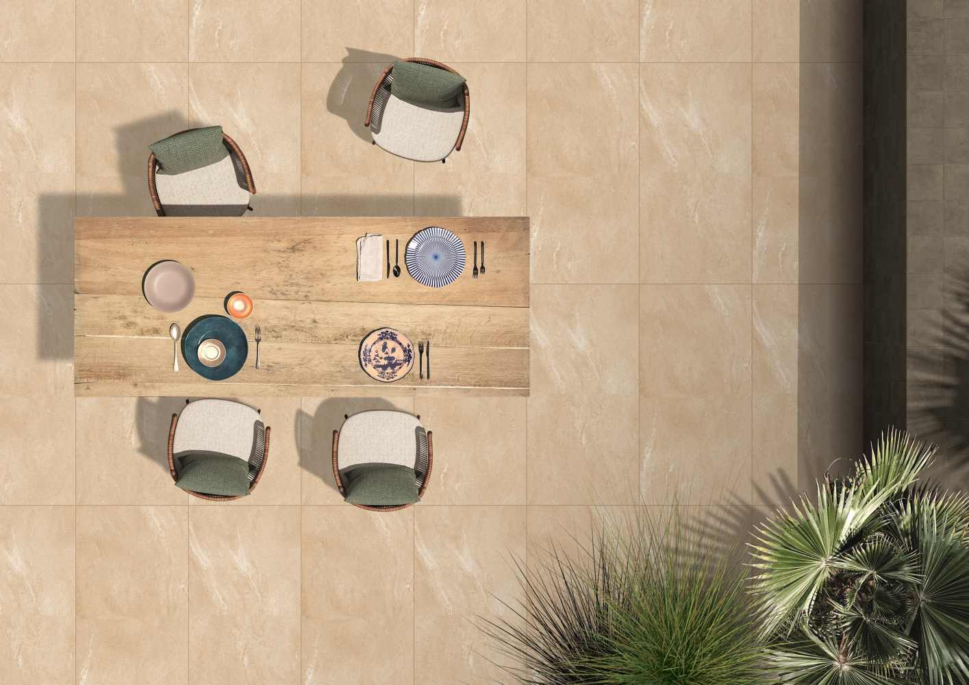 Фото Керамогранит Ennface Outdoor Dolomite Beige Structured R11 60x120х2 см крупным планом — купить в Краснодаре в салоне МАКСАНН