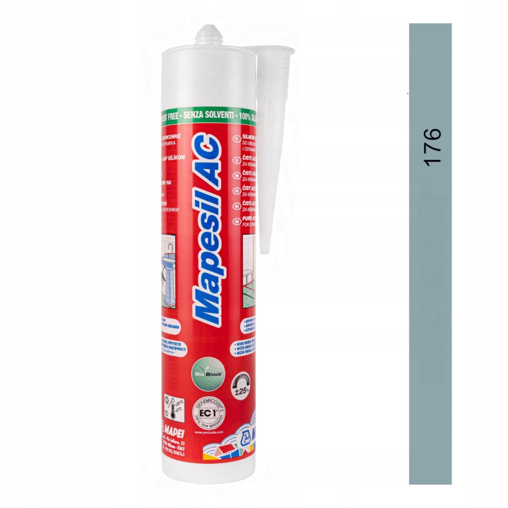 Силиконовый герметик Mapei Мапесил АС / Mapesil AC № 176 Зелёно-серый