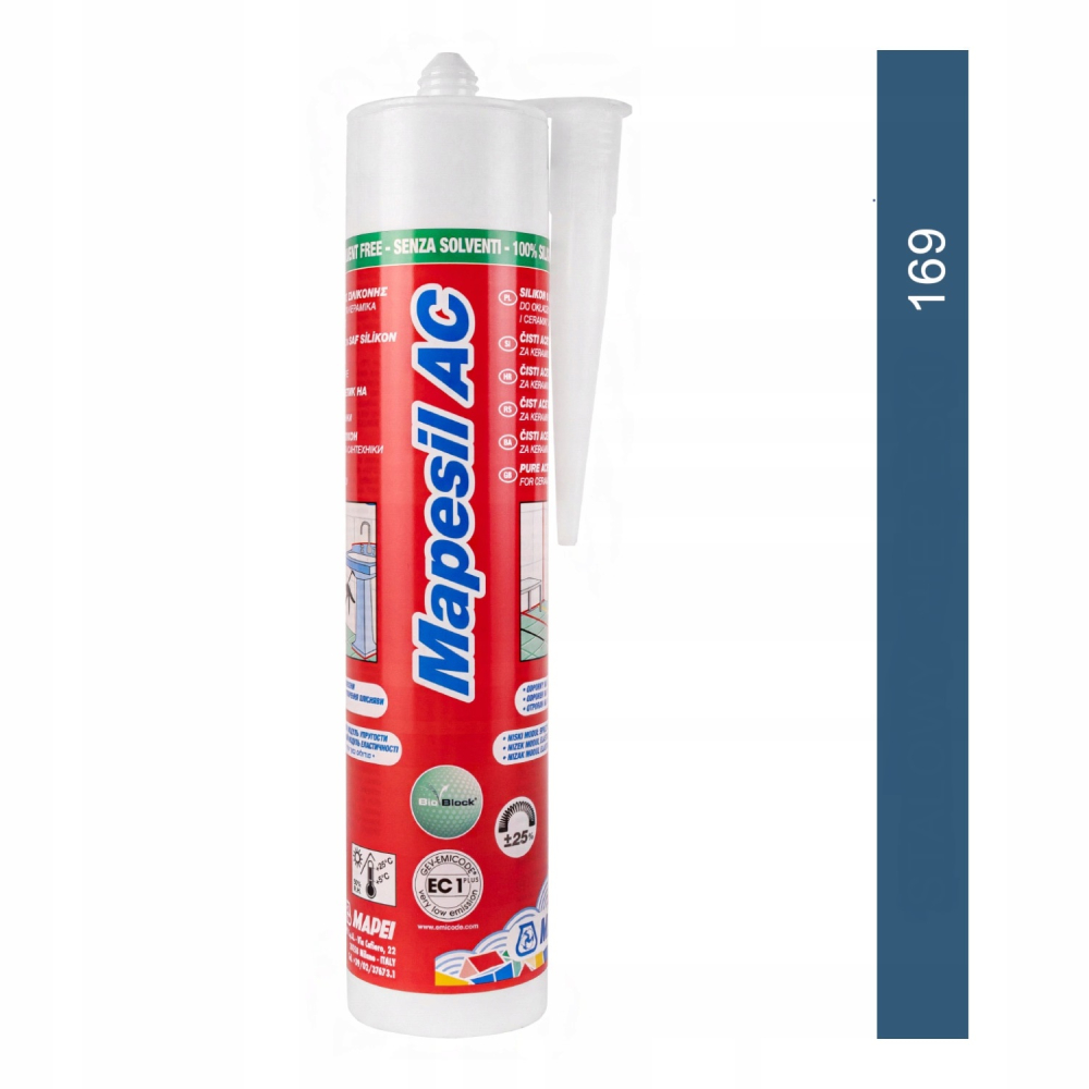 Силиконовый герметик Mapei Мапесил АС / Mapesil AC № 169 Голубая сталь