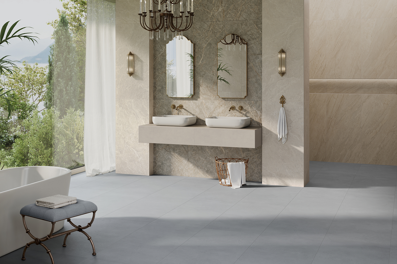 Керамогранит Vitra АртБетон Лазурь Матовый R10A 60x120 см